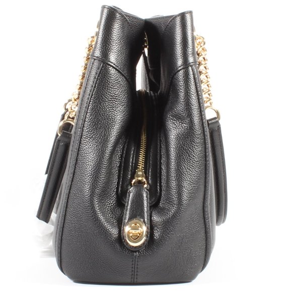 Coach Shoulder Bag Edie Turnlock Chain BLK Leather - Picture 2 of 8